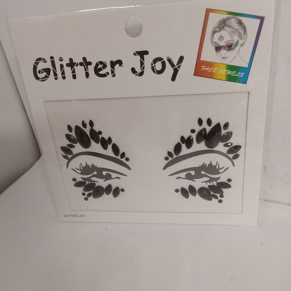 6 pks Glitter Joy Face Gem Jewels  Mask Black Rhinestones NEW - Picture 8 of 10